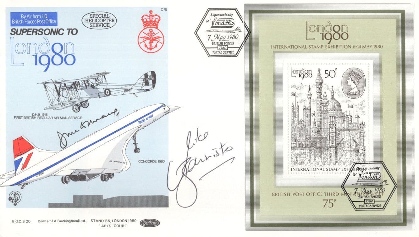 Mke Bannister & John Cochrane Concorde Benham 1980 Hand Signed FDC