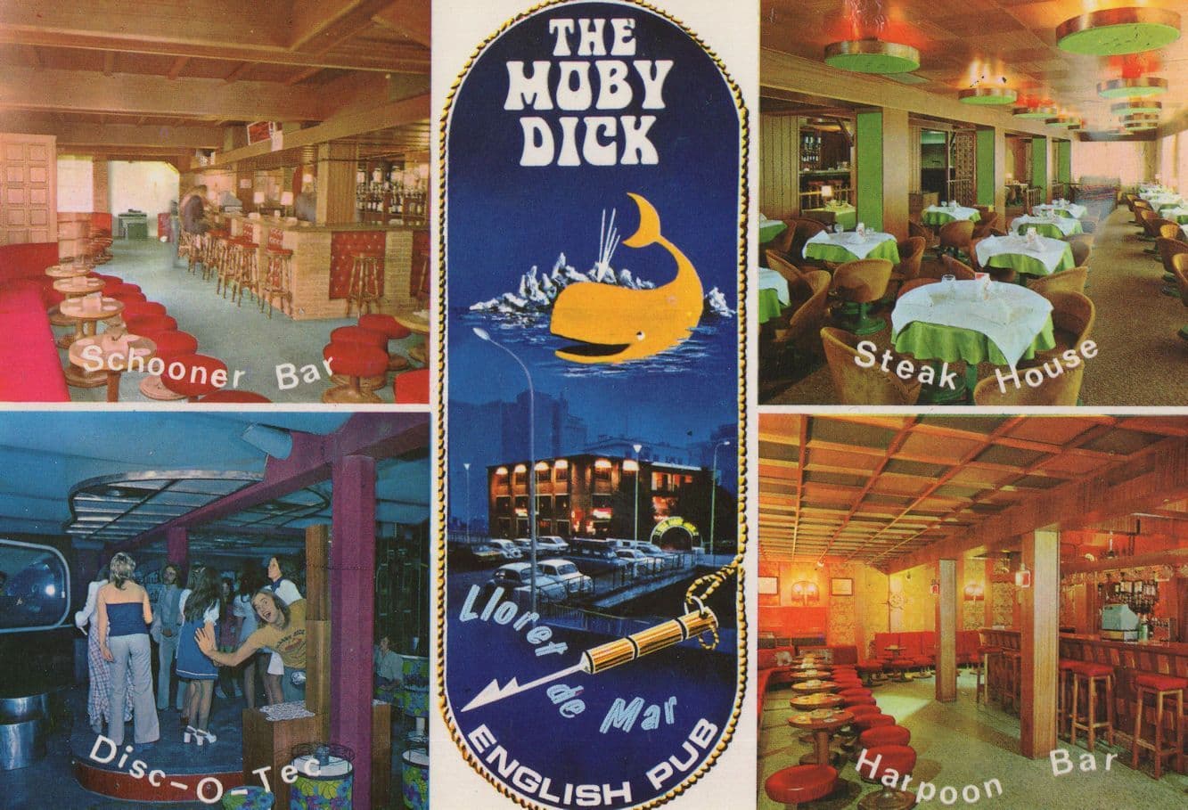 Moby Dick Pub Lloret De Mar Steak House Map 1980s Disco Postcard
