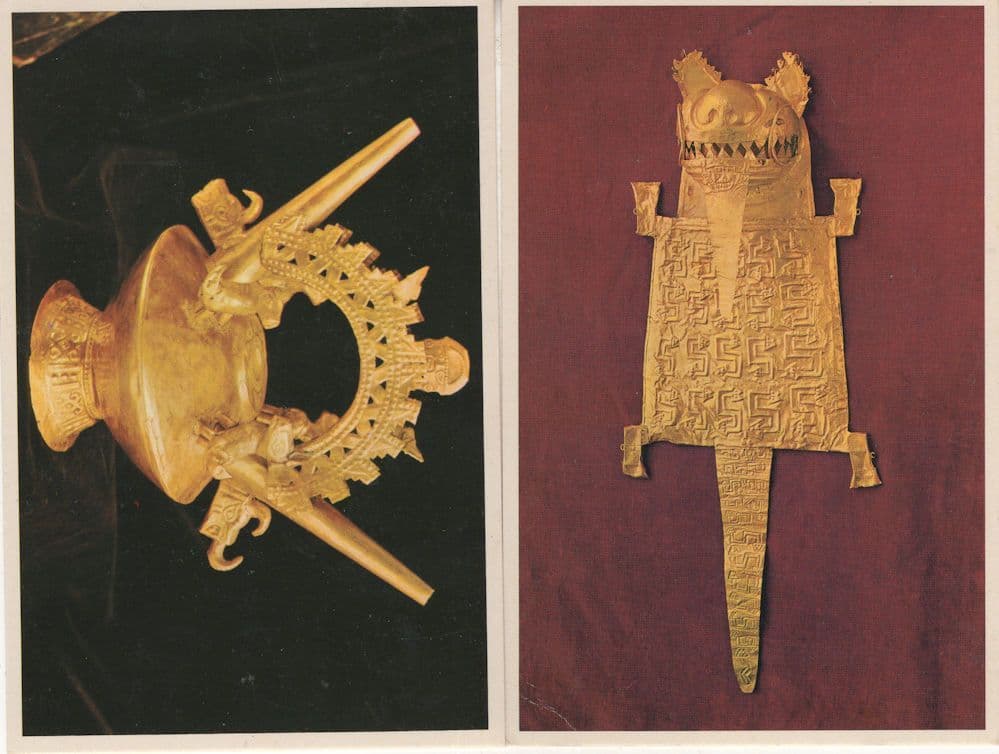 Mochica Antique Coca Bag & Pot Of Gold Peru 2x Postcard