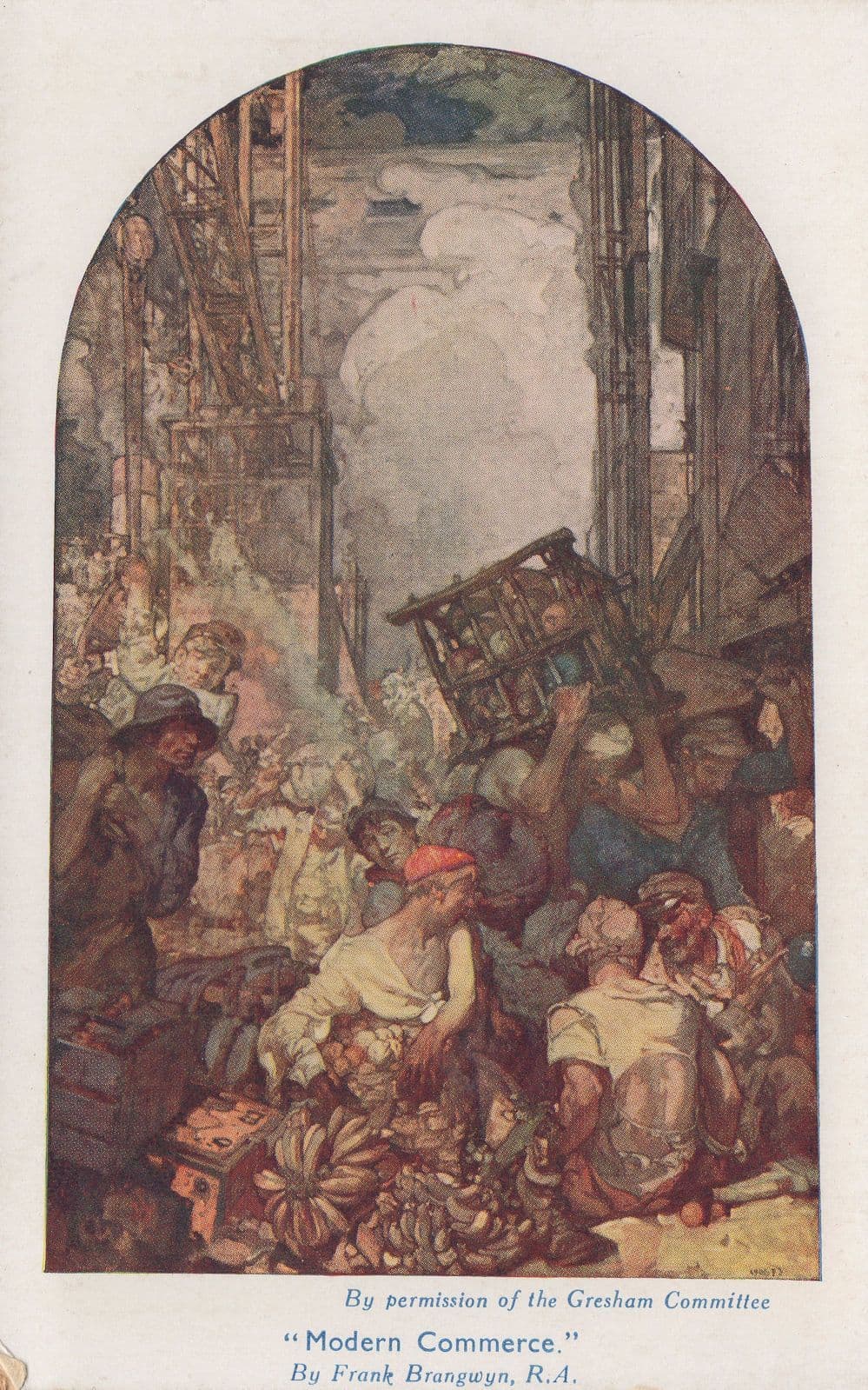 Modern Commerce By Frank Brangwyn Old Painting Postcard