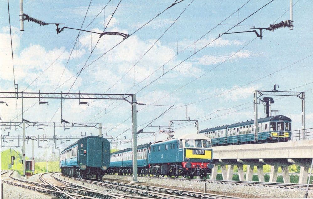 Modernized Rugby Fly Over Hauled Trains Passing Transport Postcard