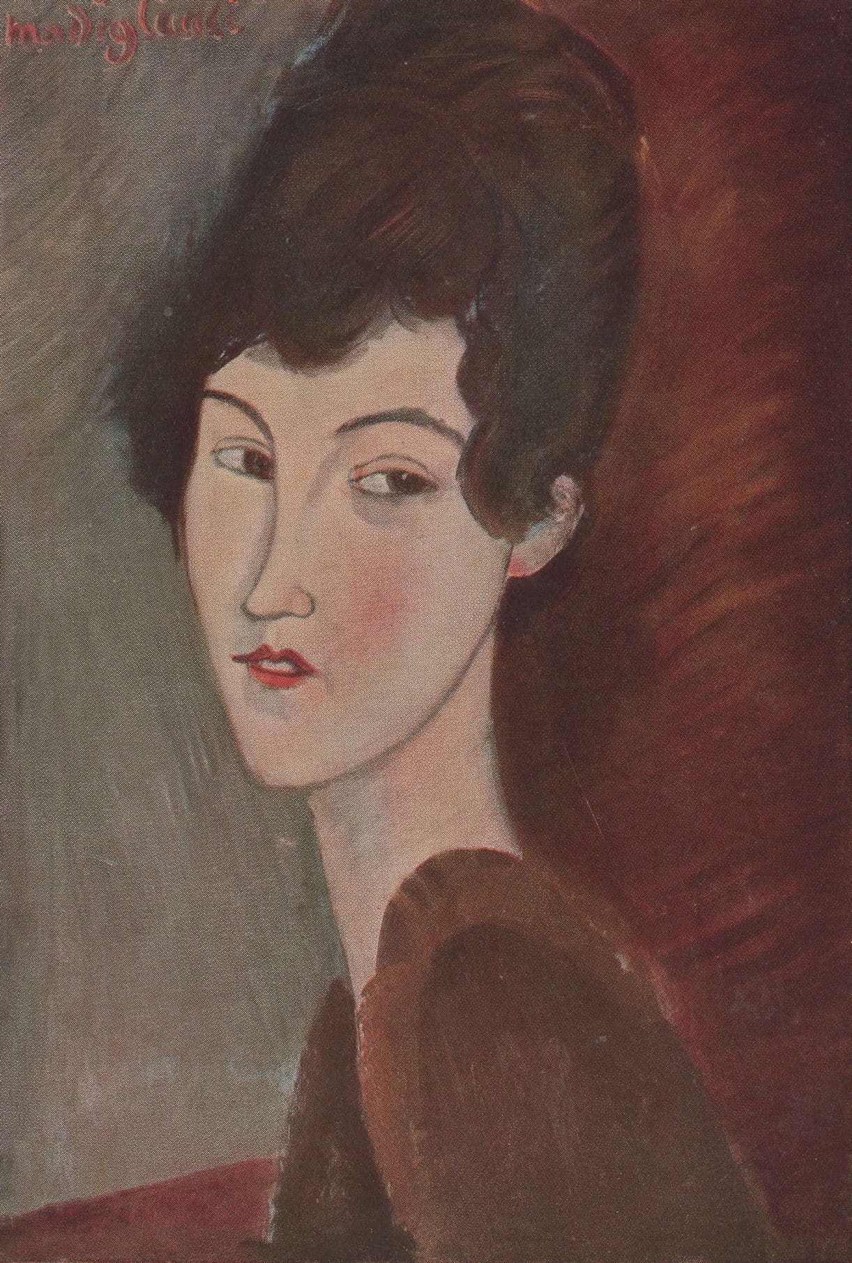 Modigliani Elvira Mistress Gothic Lady Painting Postcard