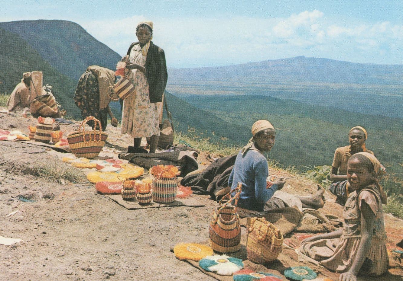 Mombasa Basket Sellers On Escarpment African Postcard