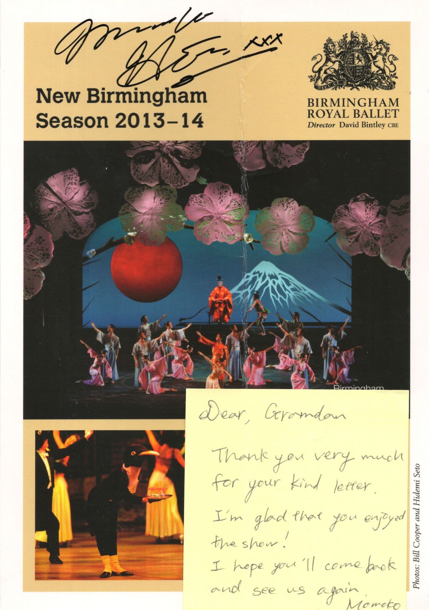 Momoko Hirata Birmingham Royal Ballet Folded Hand Signed Flyer & MORE