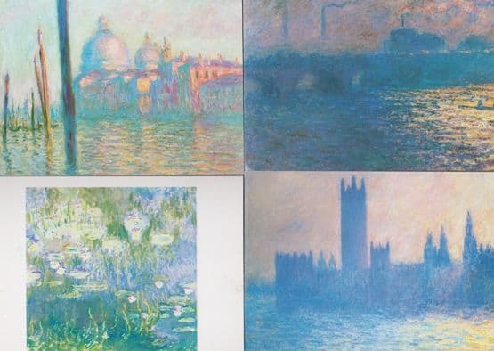 Monet Waterloo Bridge Houses of Westminster Flowers 4x Painting Postcard s