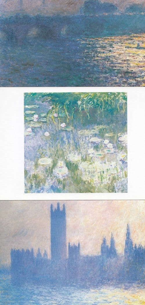 Monet Waterloo Bridge WW1 Water Lilies Houses Of Parliament 3x Postcard s