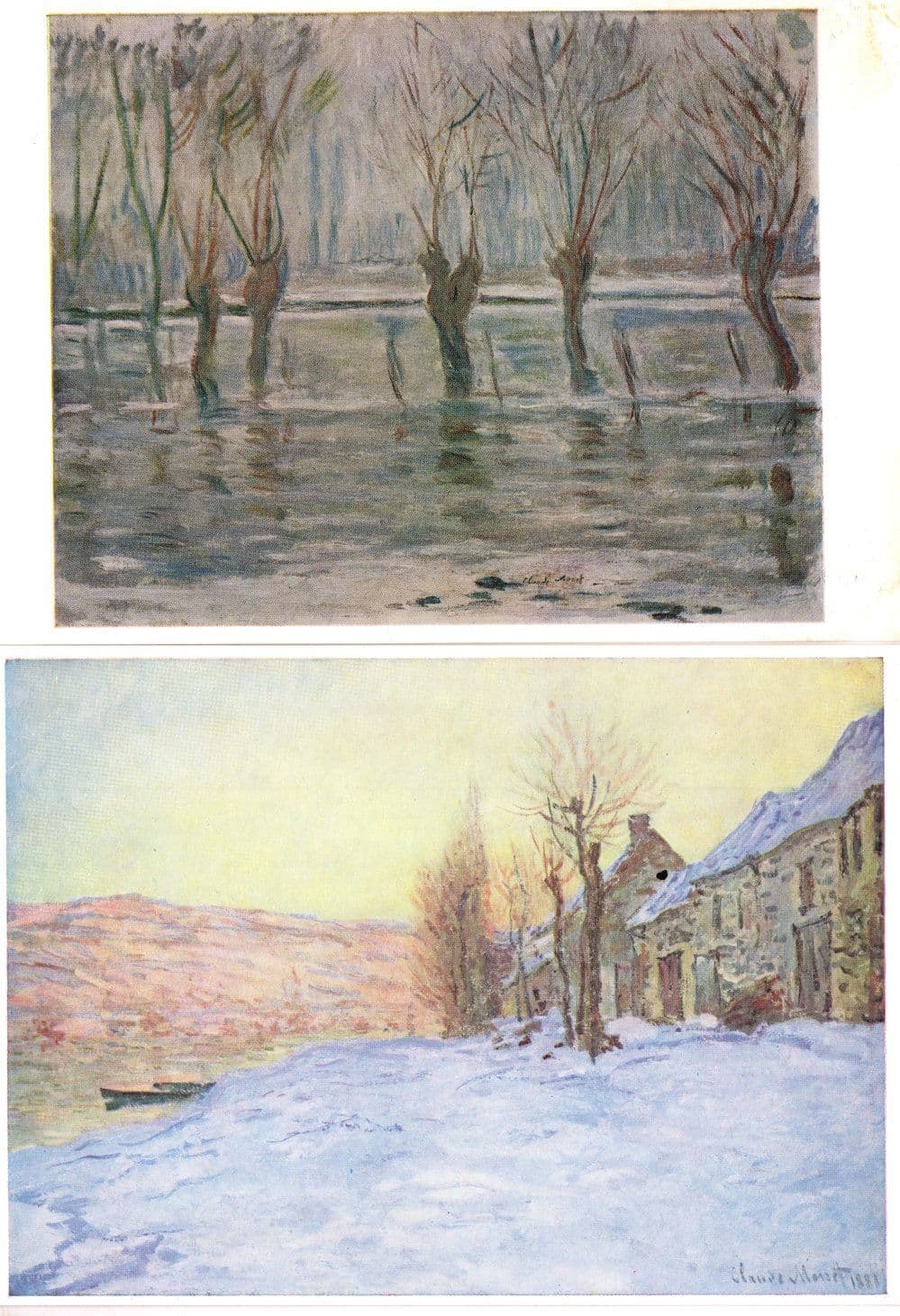 Monet Winter L'Inandation 2x National Gallery Painting Postcard s