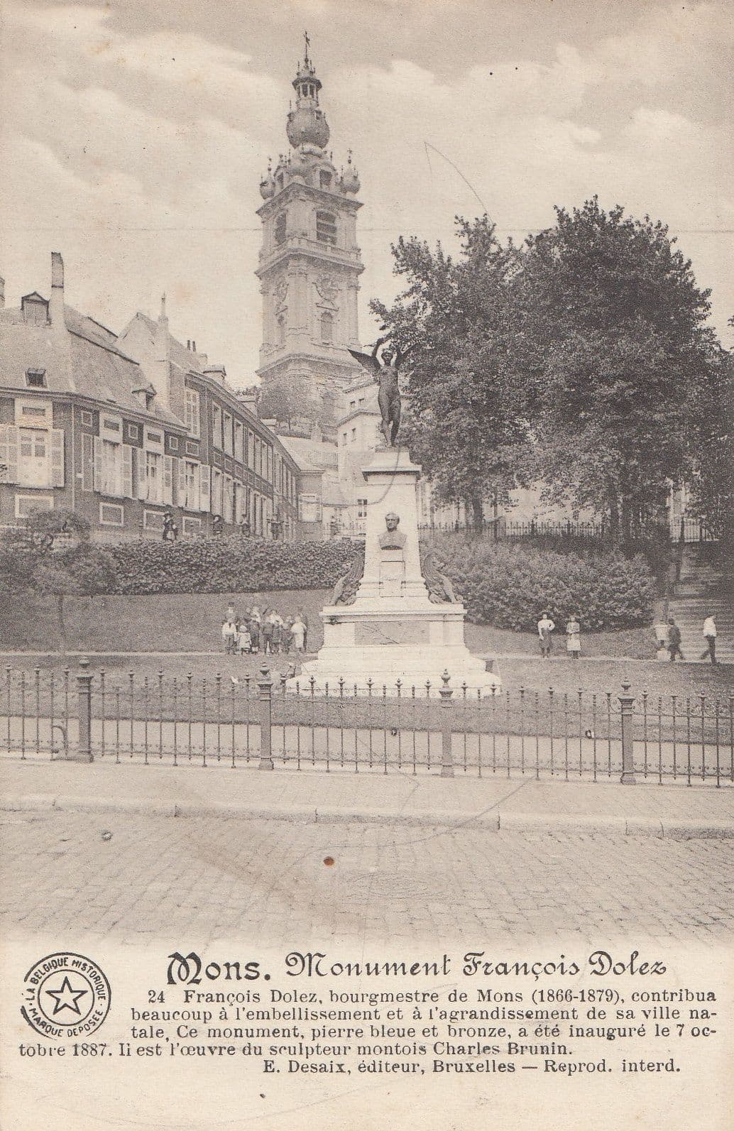 Mons Monument Francois Dolez Belgium WW1 1918 Military Postcard