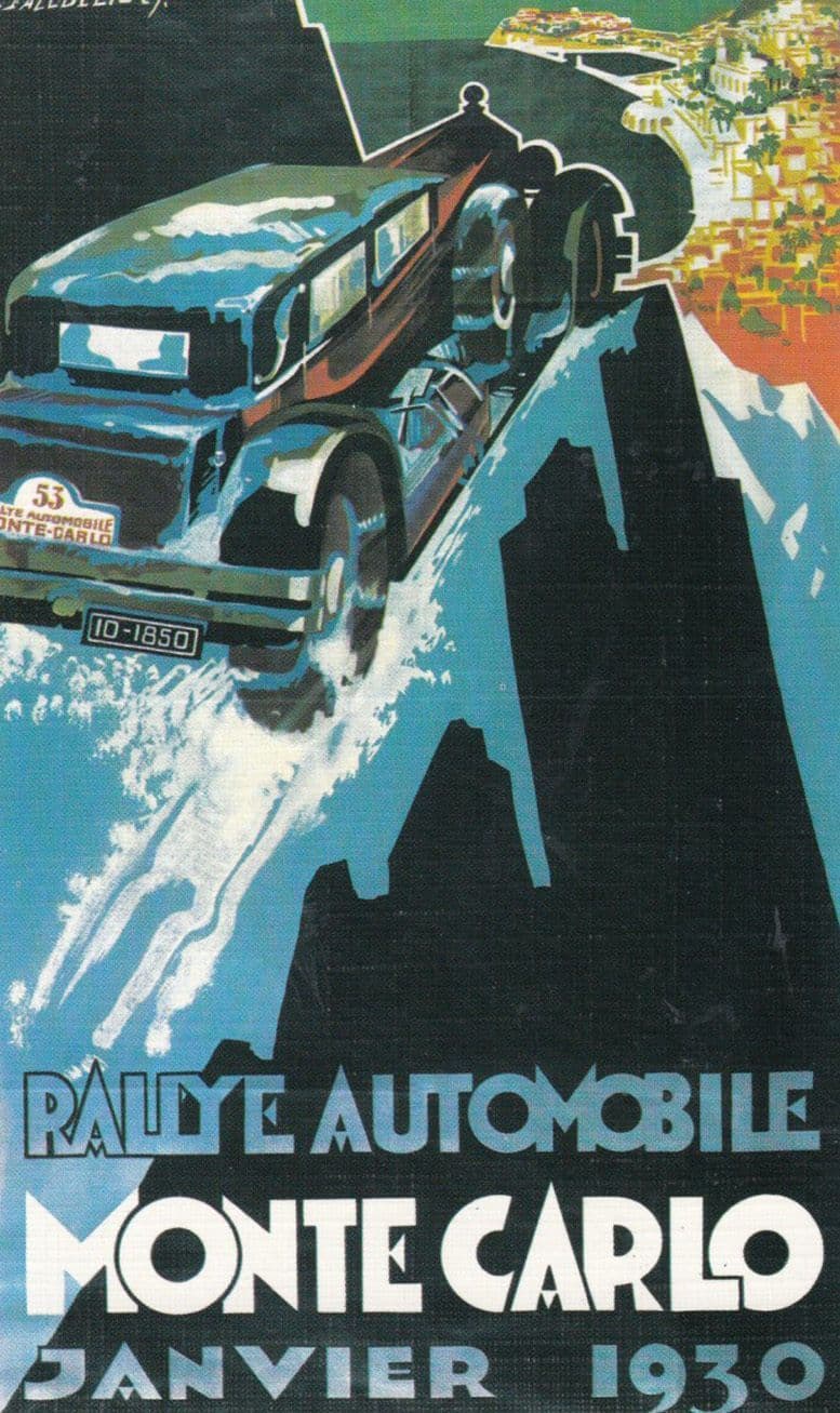 Monte Carlo 1930 Car Rally Motor Race Racing Poster French Advertising Postcard