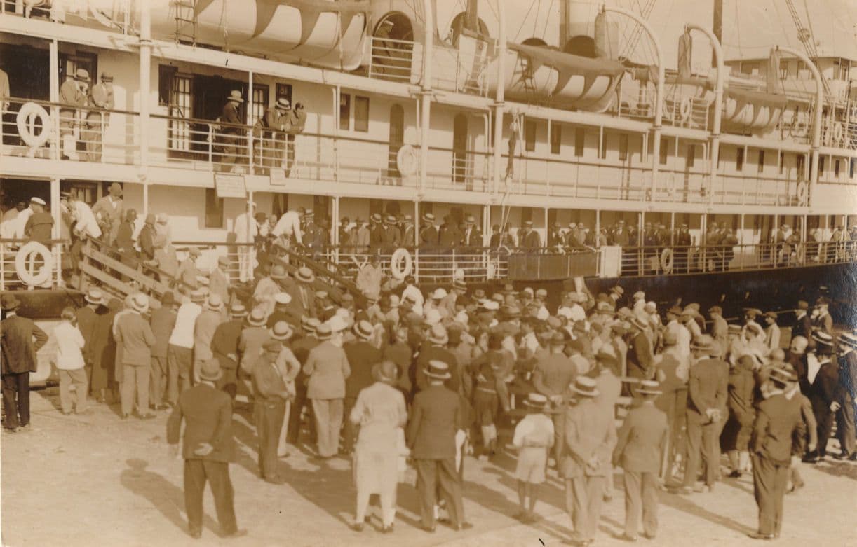 Montevideo Old Ship Ferry Uruguay Real Photo Propaganda Postcard