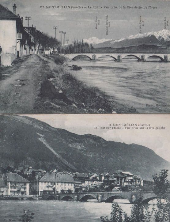 Montmelian Bridge Pont Antique French 2x Postcard