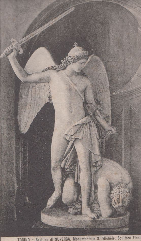 Monumento A S Michele Archangel Michael Torino Italian Statue Sculpture Postcard