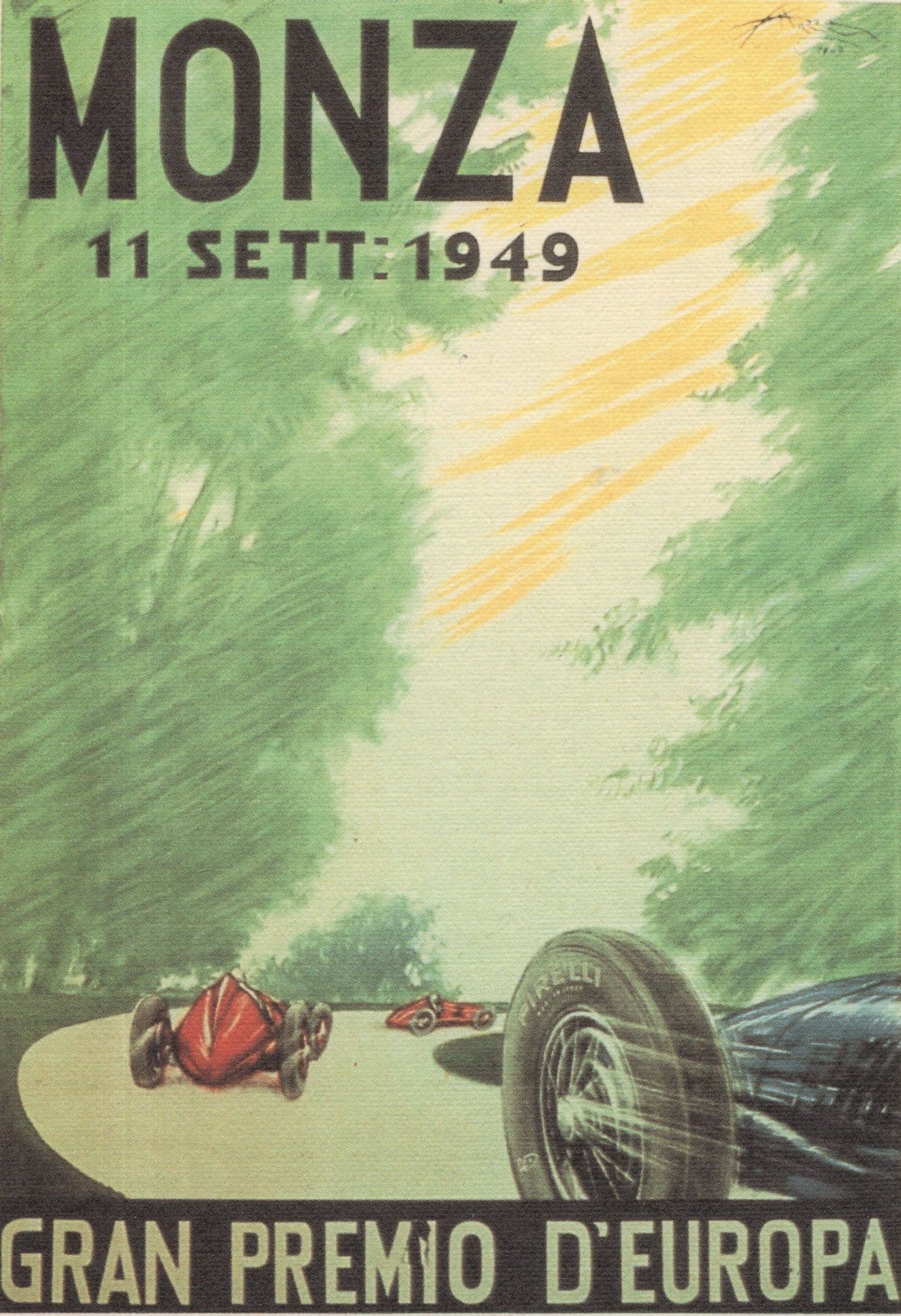 Monza 1949 Italian European Grand Prix F1 Poster Rare Postcard