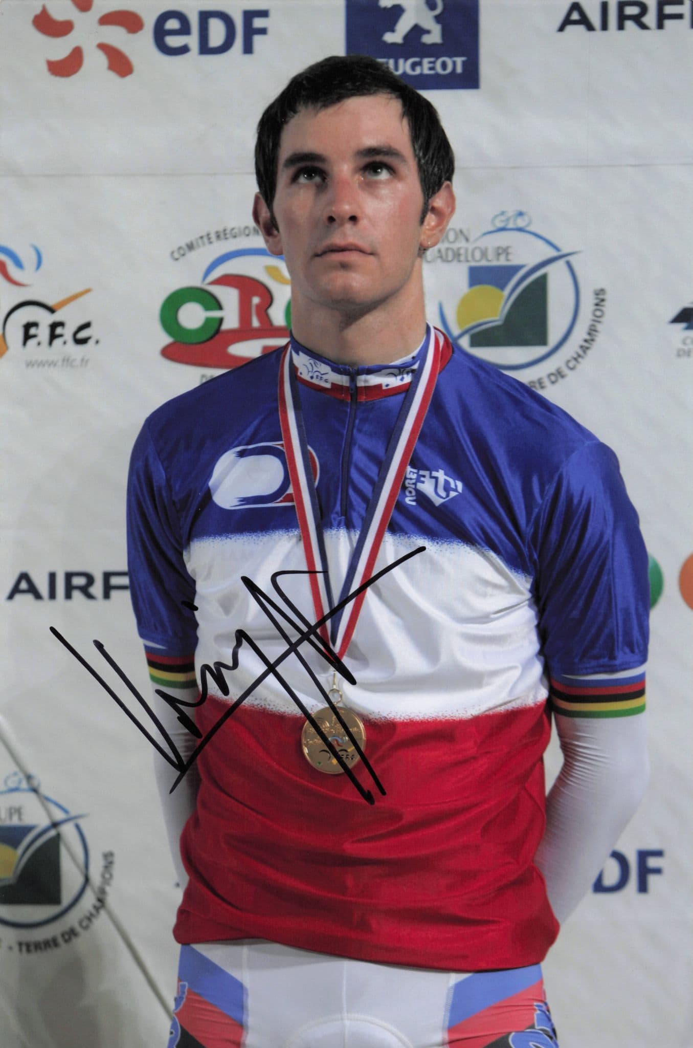 Morgan Kneisky France Cycling 2009 Cyclist Gold Medal 12x8 Hand Signed Photo