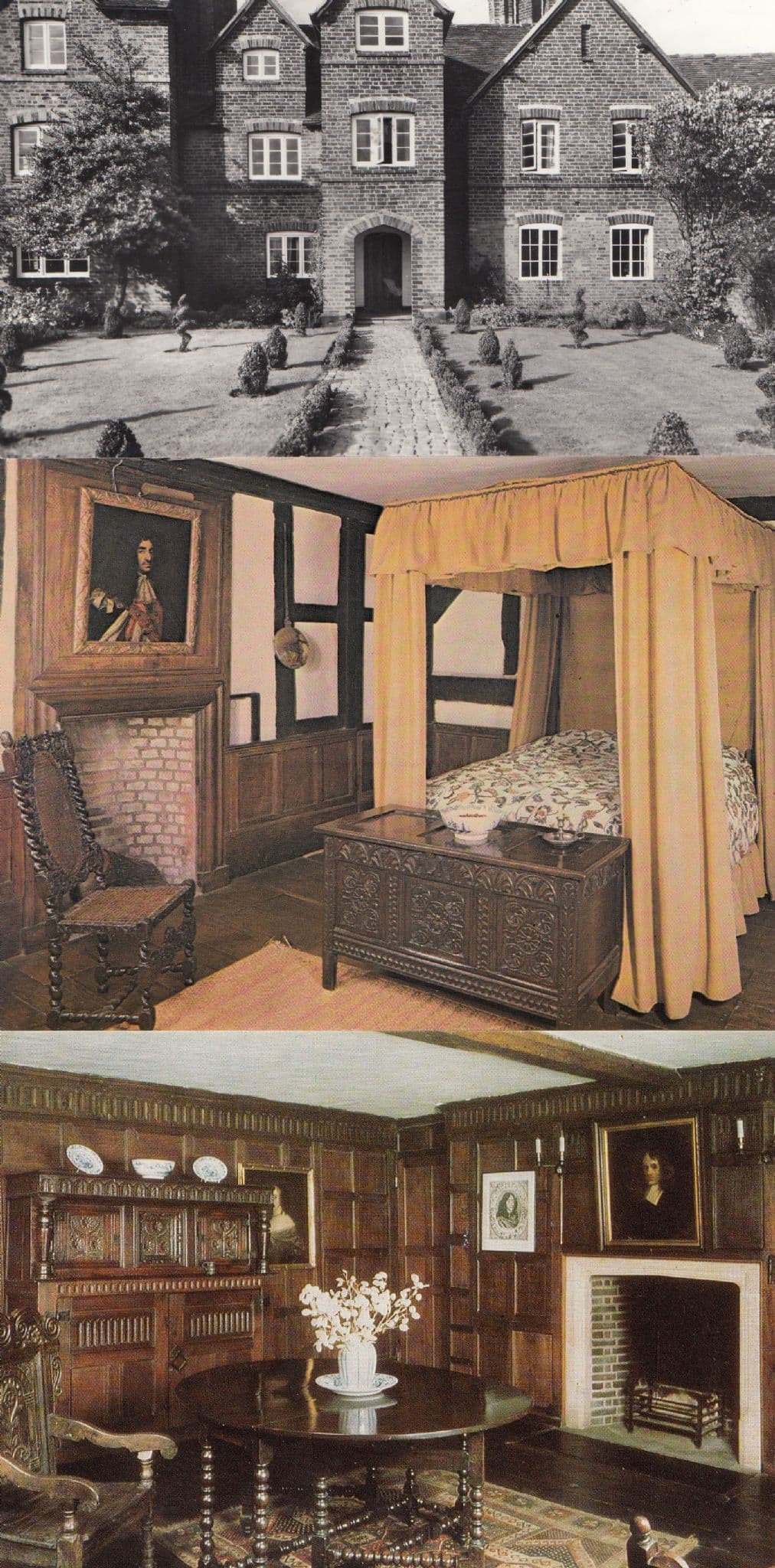 Moseley Old Hall Wolverhampton King Charles II Bed 3x Postcard s