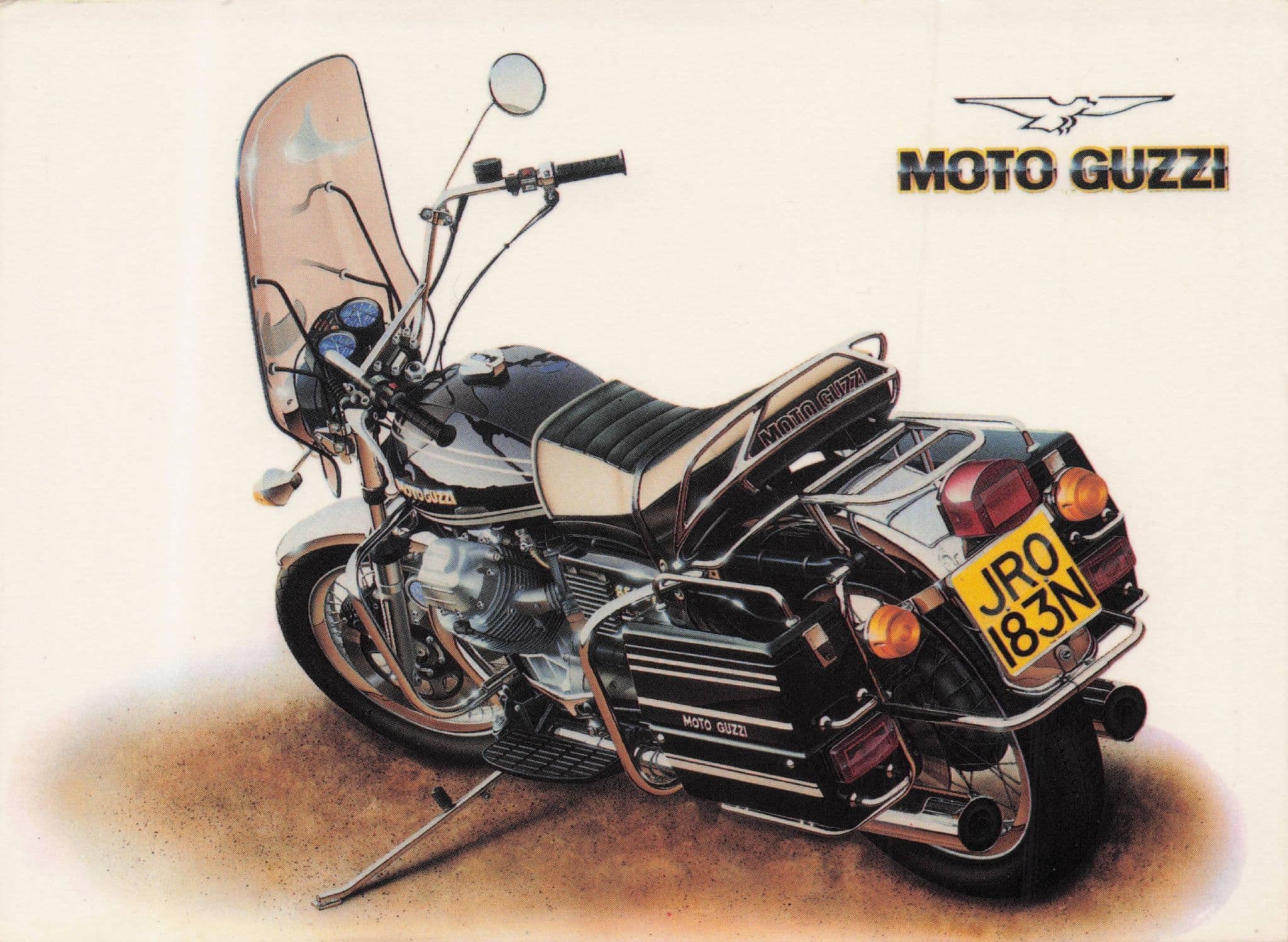 Moto Guzzi T3 Motorcycle Motorbike Painting Postcard