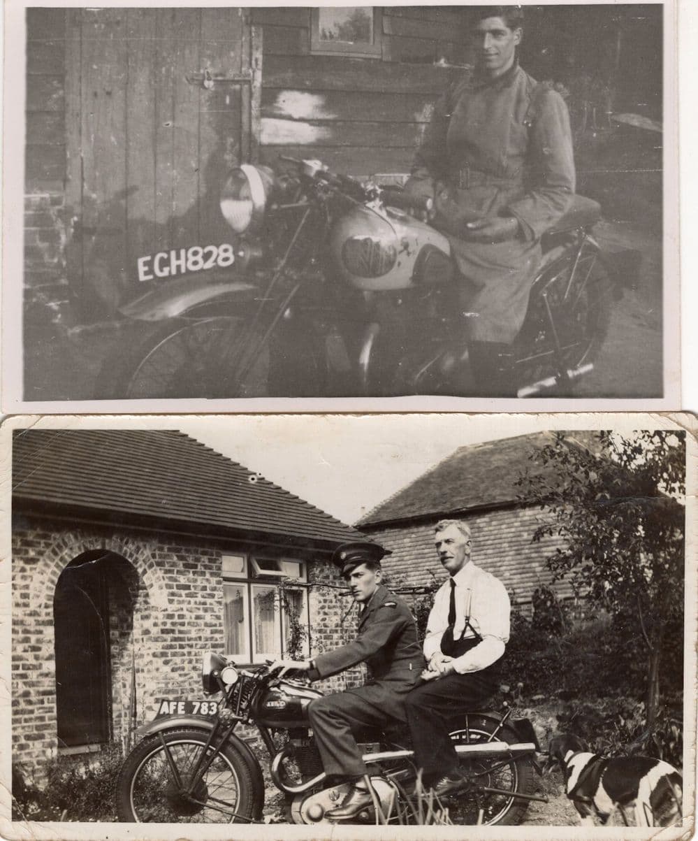 Motorcycle Antique Bike 2x Old Postcard Size Photo s