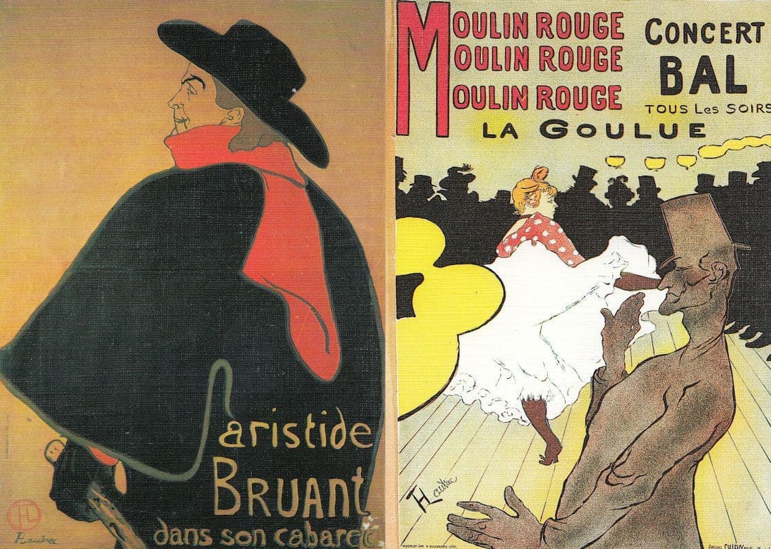Moulin Rouge Concert Bal Bruant Cabaret 2x Poster Postcard s