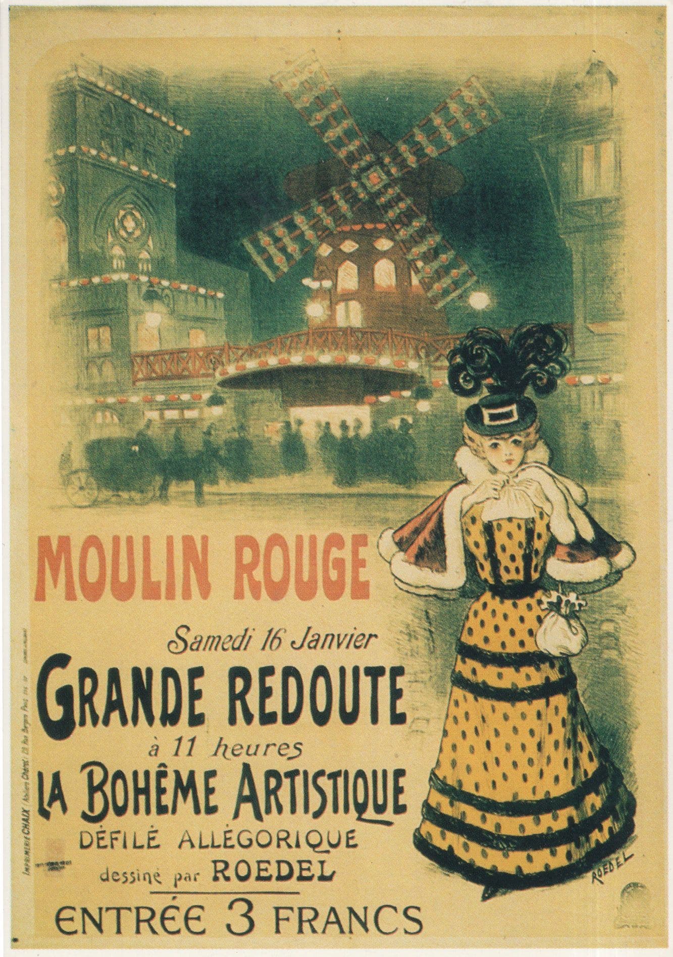 Moulin Rouge Grande Redoute Old Theatre Poster Postcard