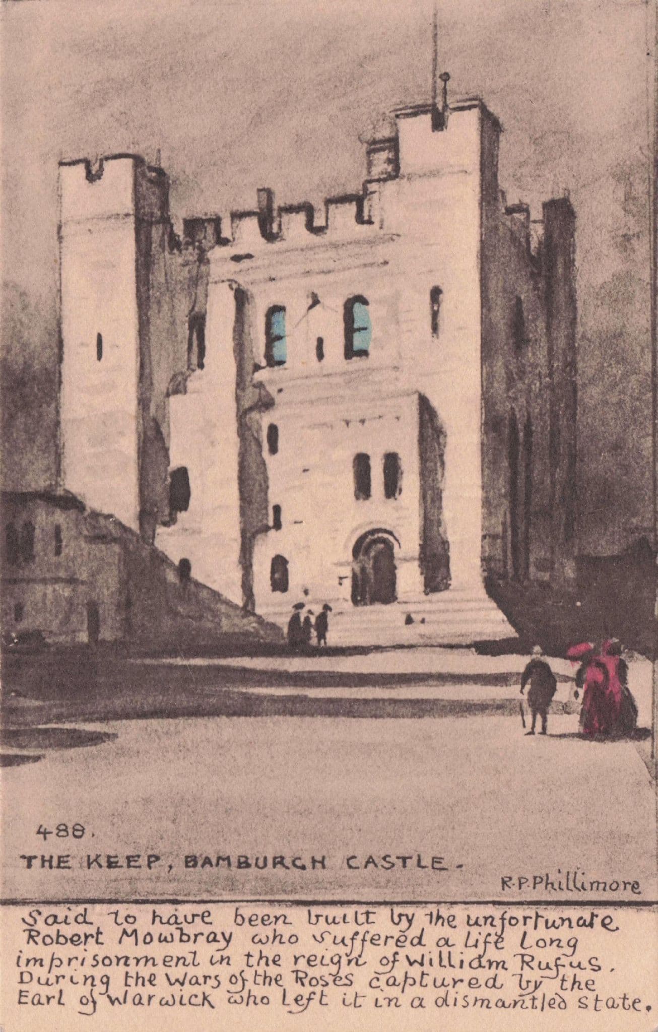 Mowbray in The Keep Bamburgh Castle Phillimore Scottish Prisoner Postcard