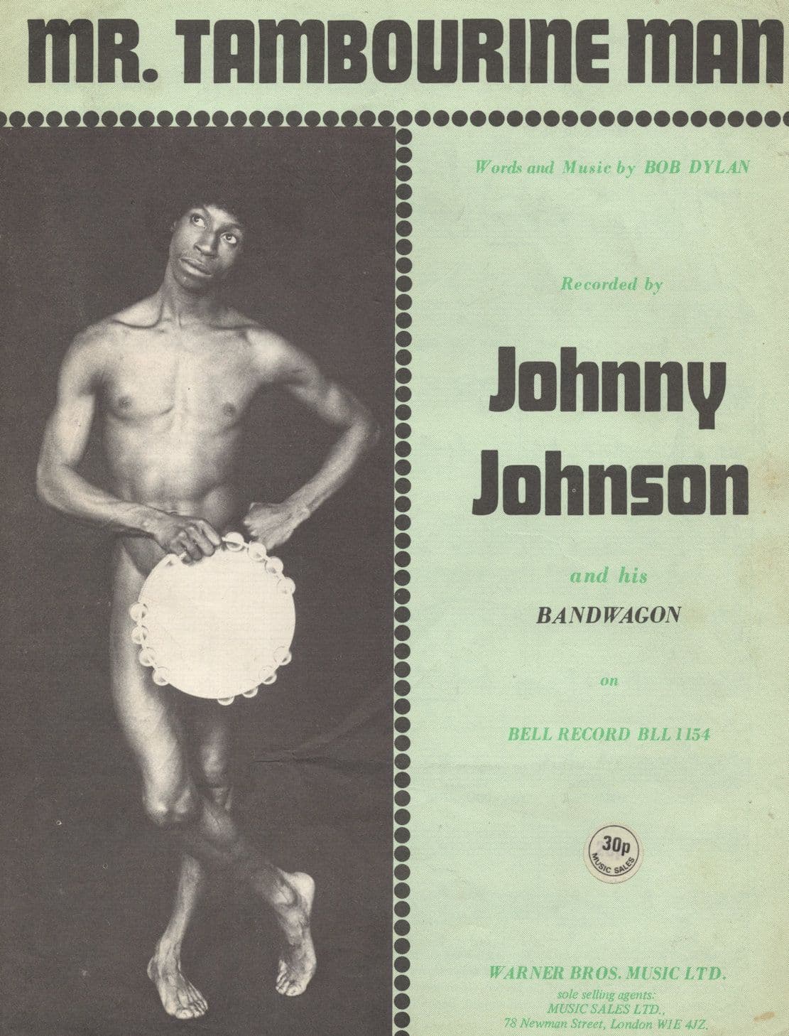 Mr Tambourine Man Johnny Johnson Soul 1960s Sheet Music