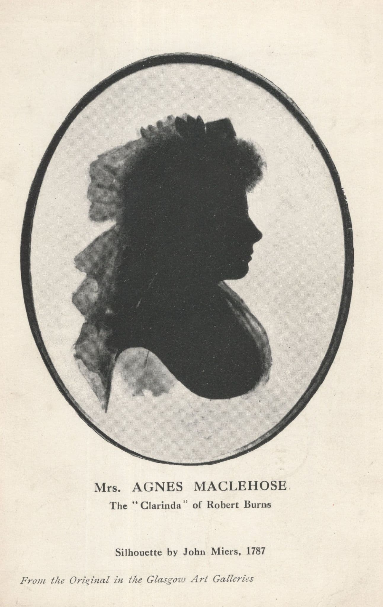 Mrs Agnes Maclehose 'Clarinda' Robert Burns Silhouette John Miers Postcard