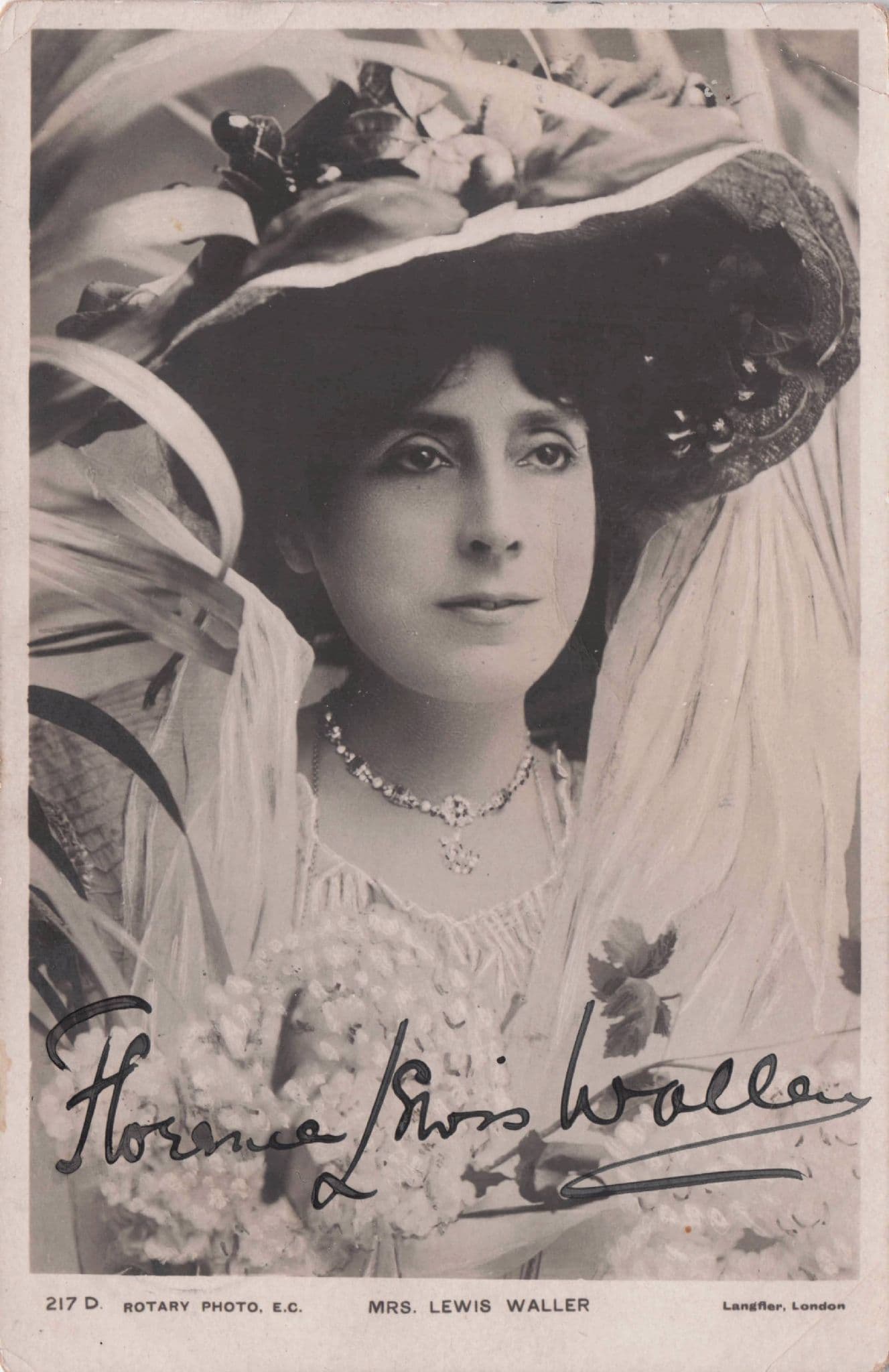 Mrs Lewis Waller Hand Signed Photo Postcard