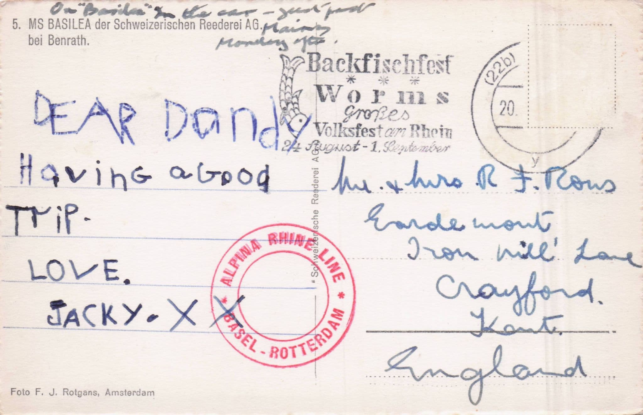 MS Basilea Motor Freighter Ship Rare Alpine Rhine Line Old RPC Postcard
