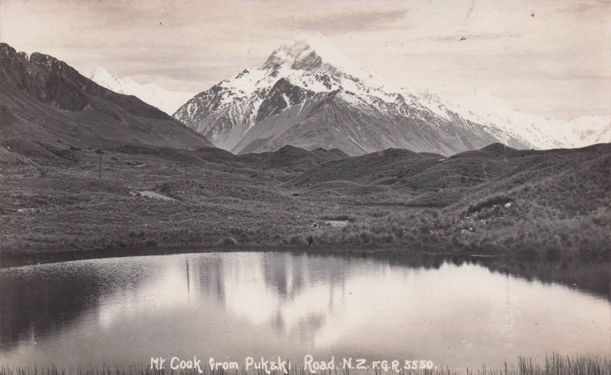 Mt Cook from Pakaki Road New Zealand Real Photo Old Postcard