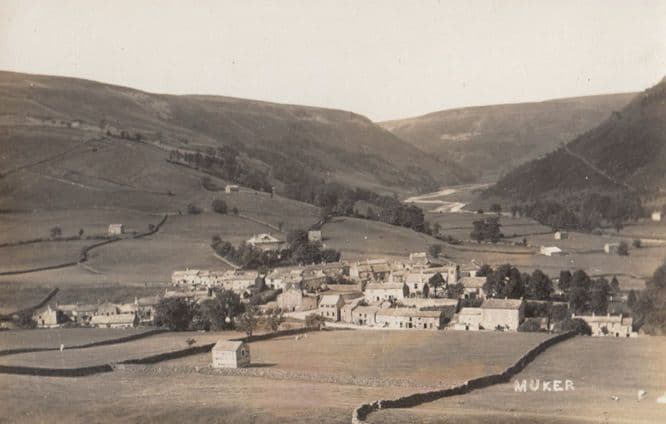 Muker Birds Eye Antique Yorkshire Dales Real Photo Old Postcard