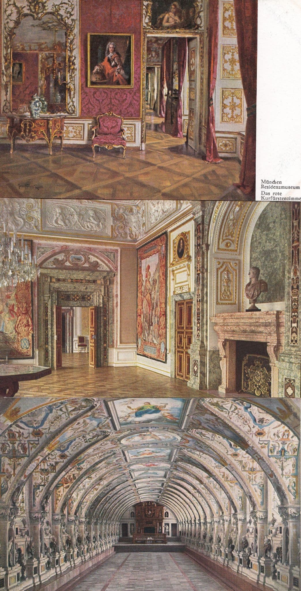 Munchen Antiquarium Residenz Museum 3x Postcard s