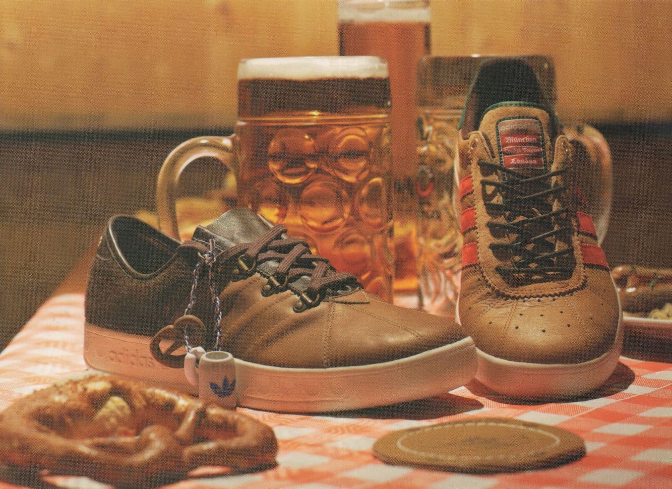 Munchen German Beer Adidas Shoes Trainers Jug Sausage Postcard