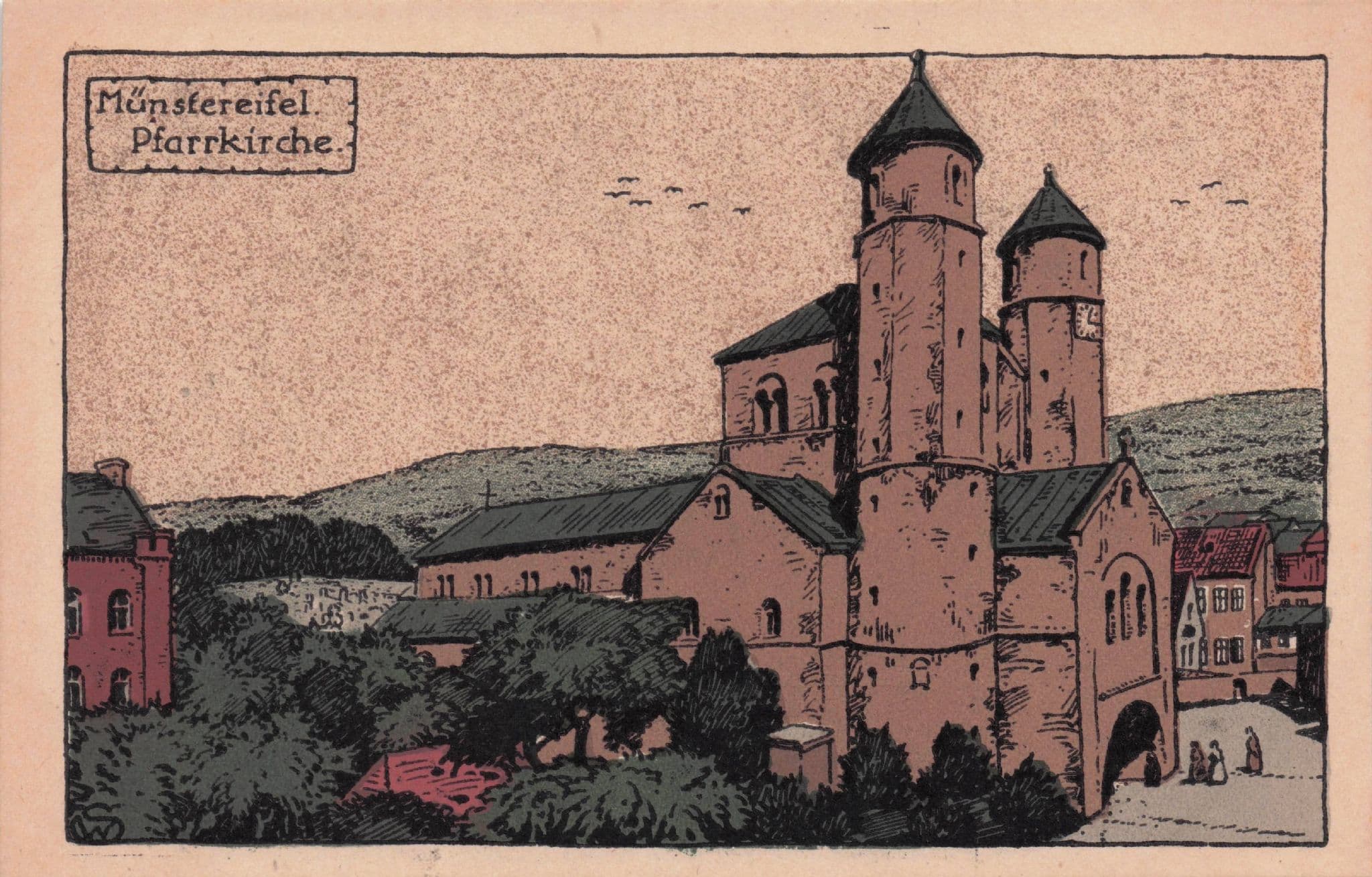 Munstereifel Pfarrkirche German Antique Painting Rare Postcard