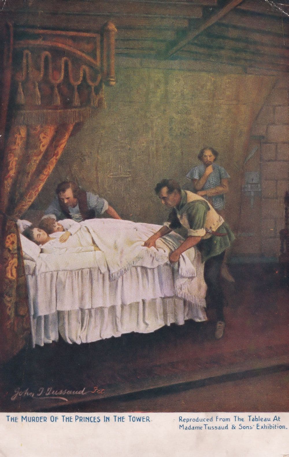 Murder Of Princess In London Tower Madame Tusssauds Waxwork Postcard