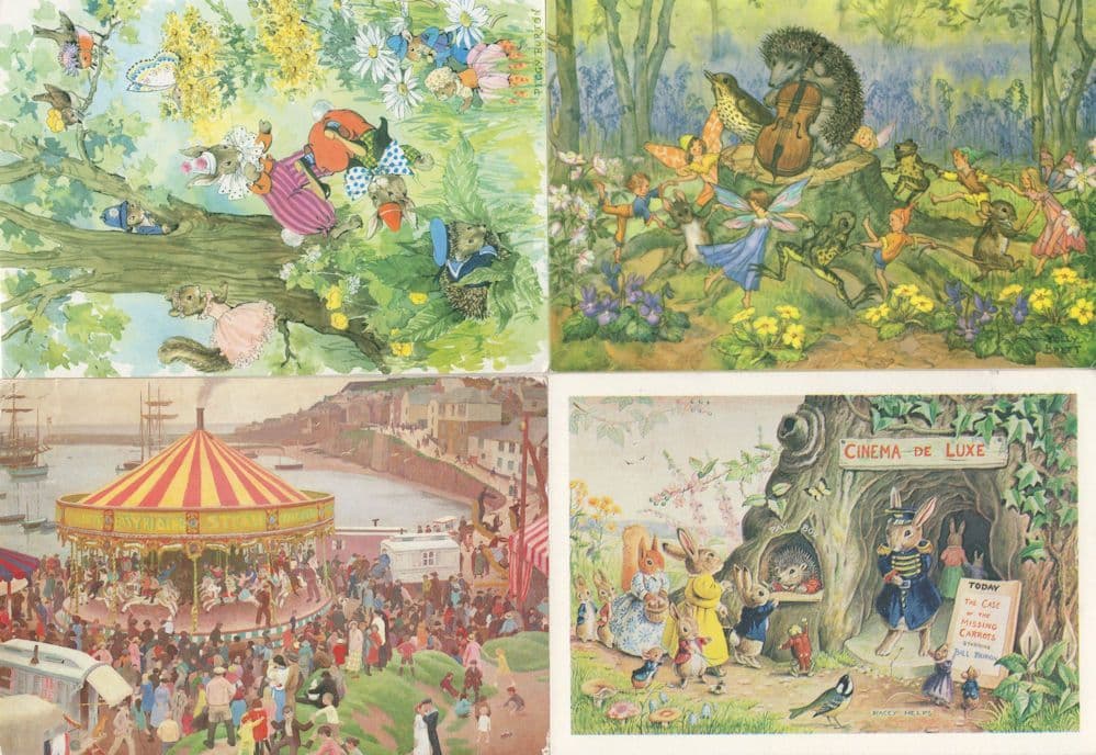 Musical Animals Cinema Fairground Dancing 4x Medici Painting Postcard s