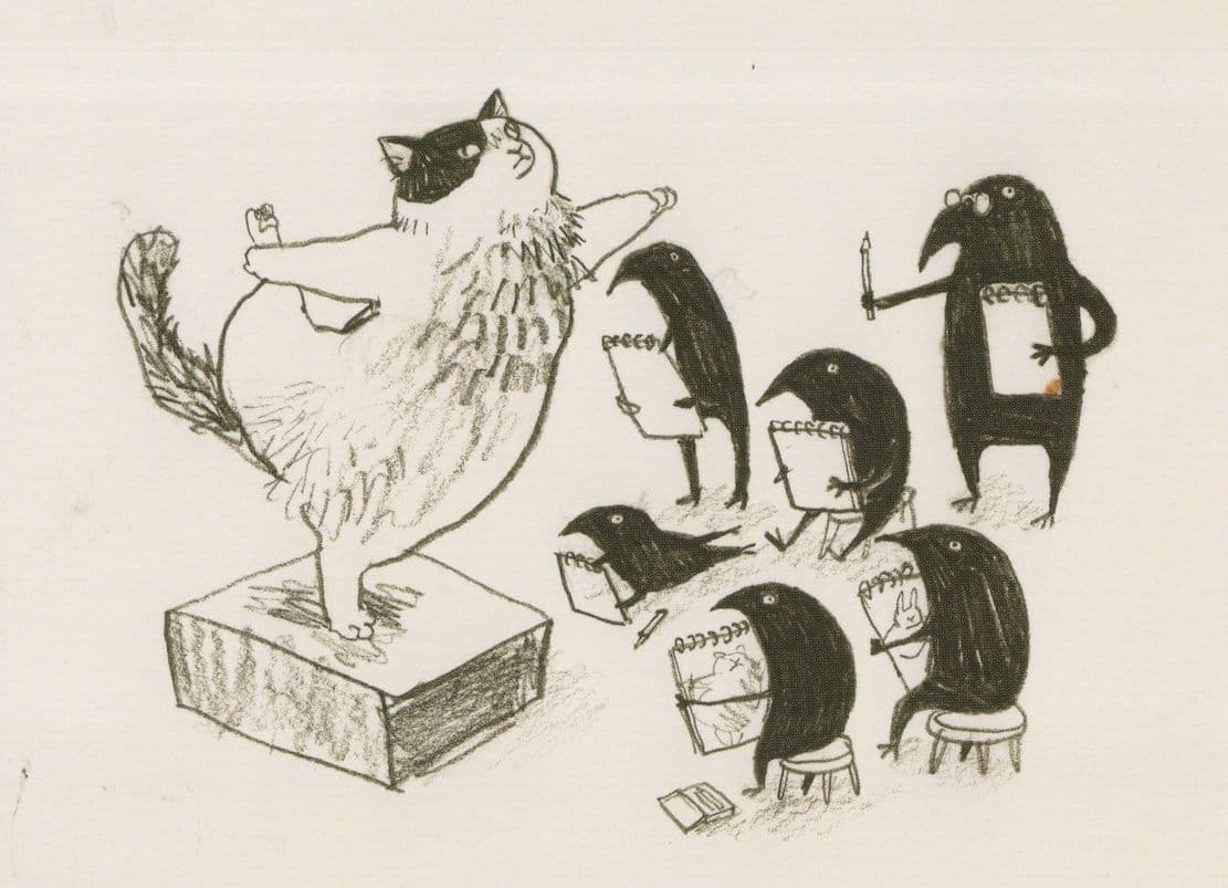 Musician Ballet Cat Bird Conductor LGBT Gay Interest Comic Postcard