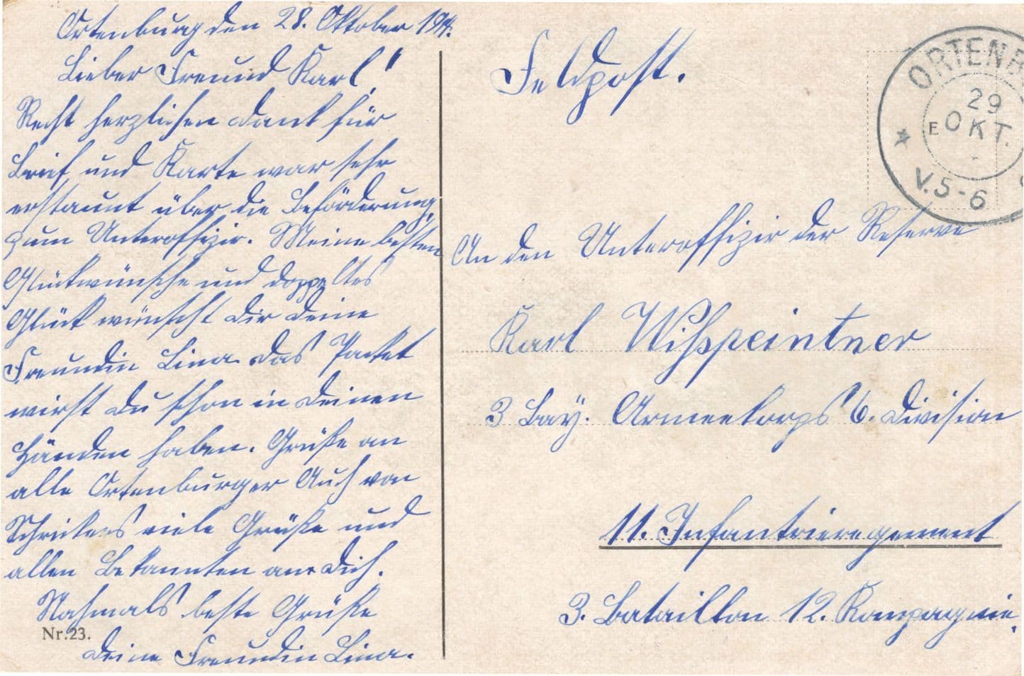 Mutter Gieb Mir Deinen Segen 1914 WW1 Ortenberg Sent By German Soldier Postcard