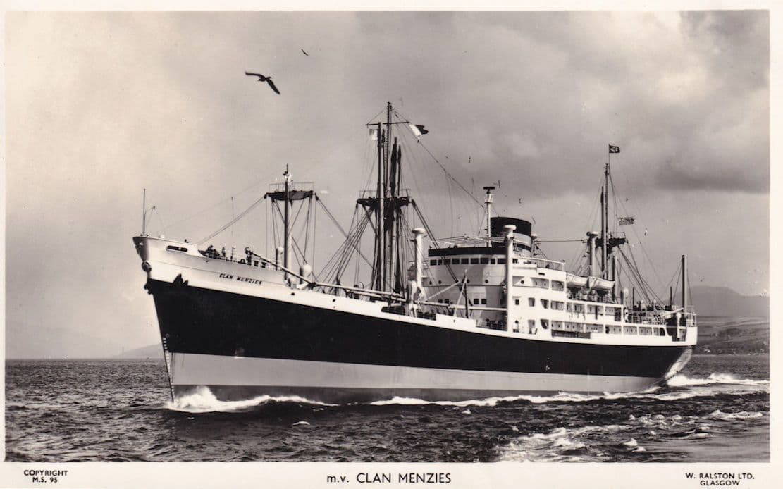 MV Clan Menzies Scottish Scotland Line Ship Plain Back Postcard Photo
