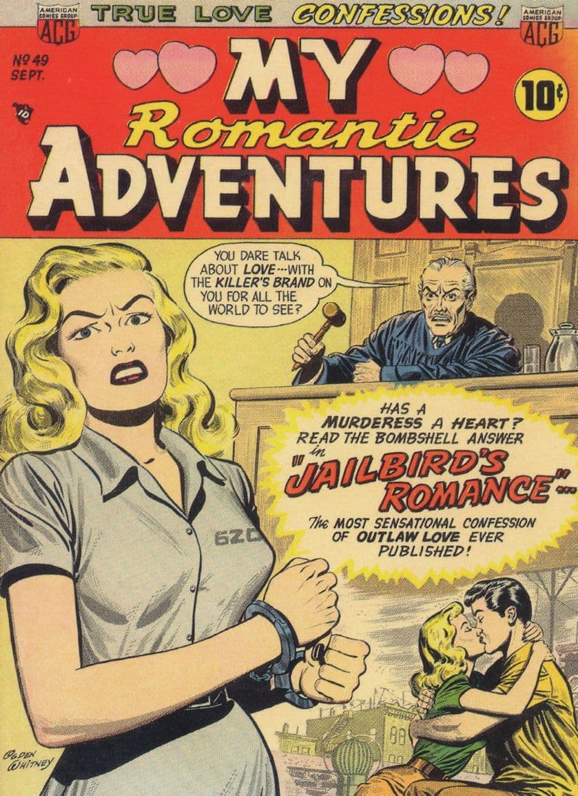 My Romantic Adventures 1950s Comic Court Jailbird Prison Postcard