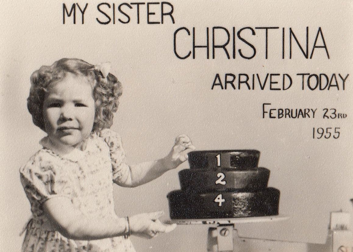 My Sister Christina Arrived Today Weighing Scales Photo Card