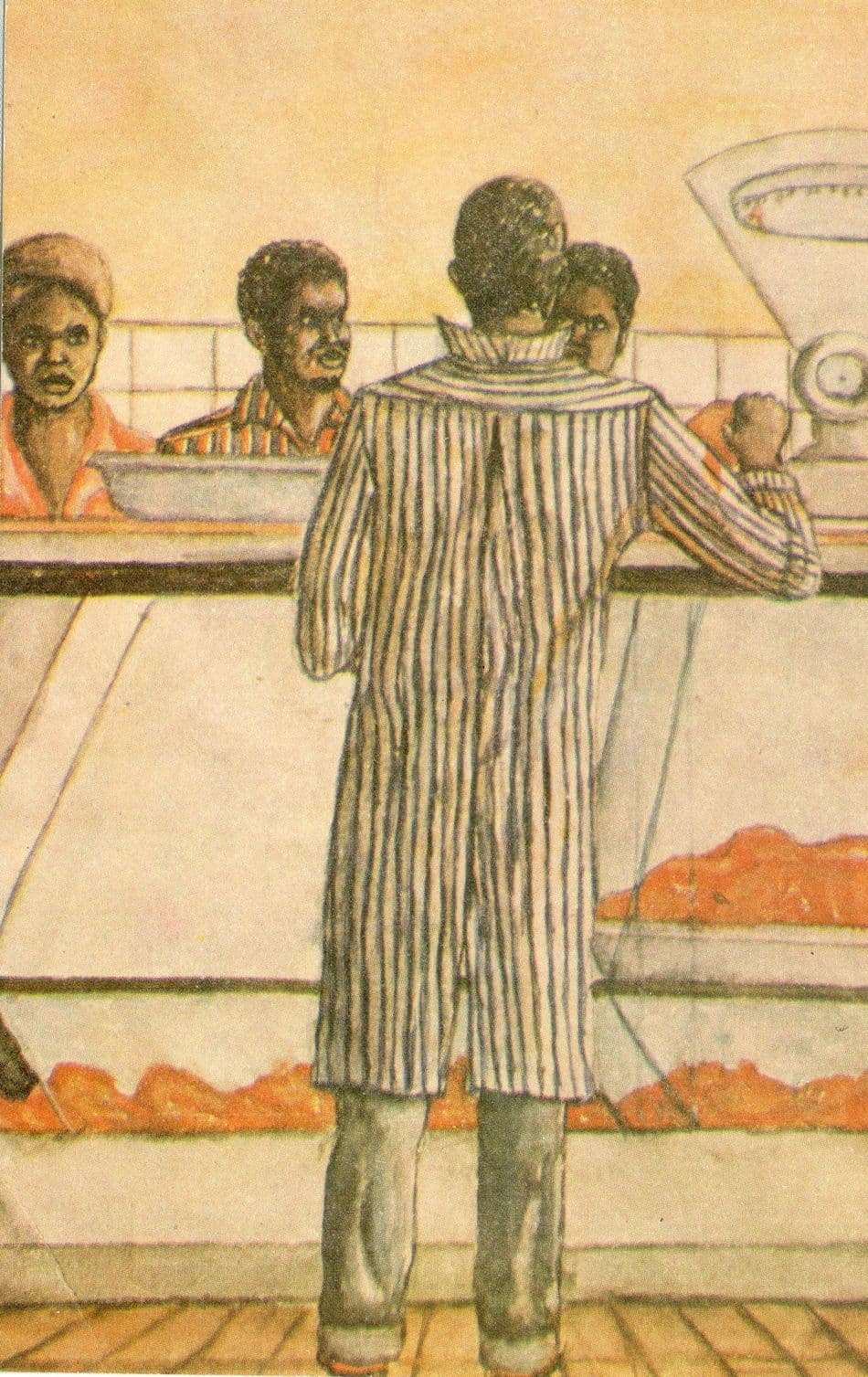 Mzilikazi Art & Craft Centre Zimbabwe The Butchery African Butchers Painting Postcard