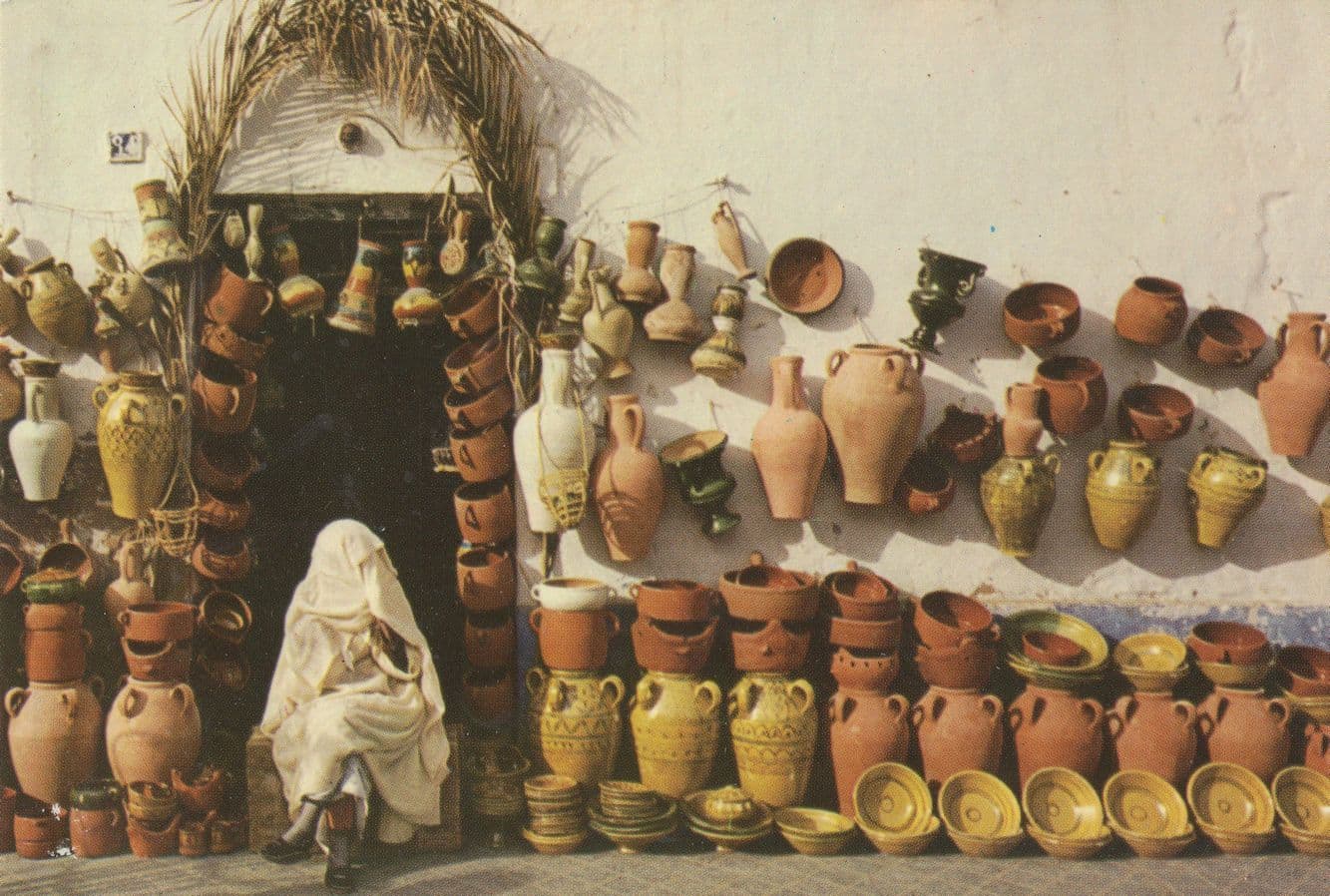 Nabeul Tunis African Old Pottery Jug Trader Crafts Postcard