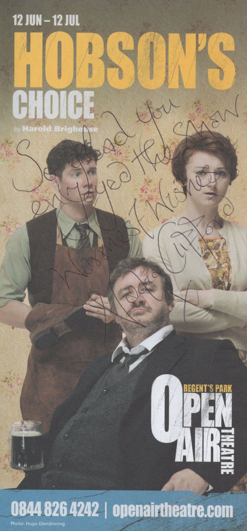 Nadia Clifford of Chernobyl Hobsons Choice Hand Signed Theatre Flyer