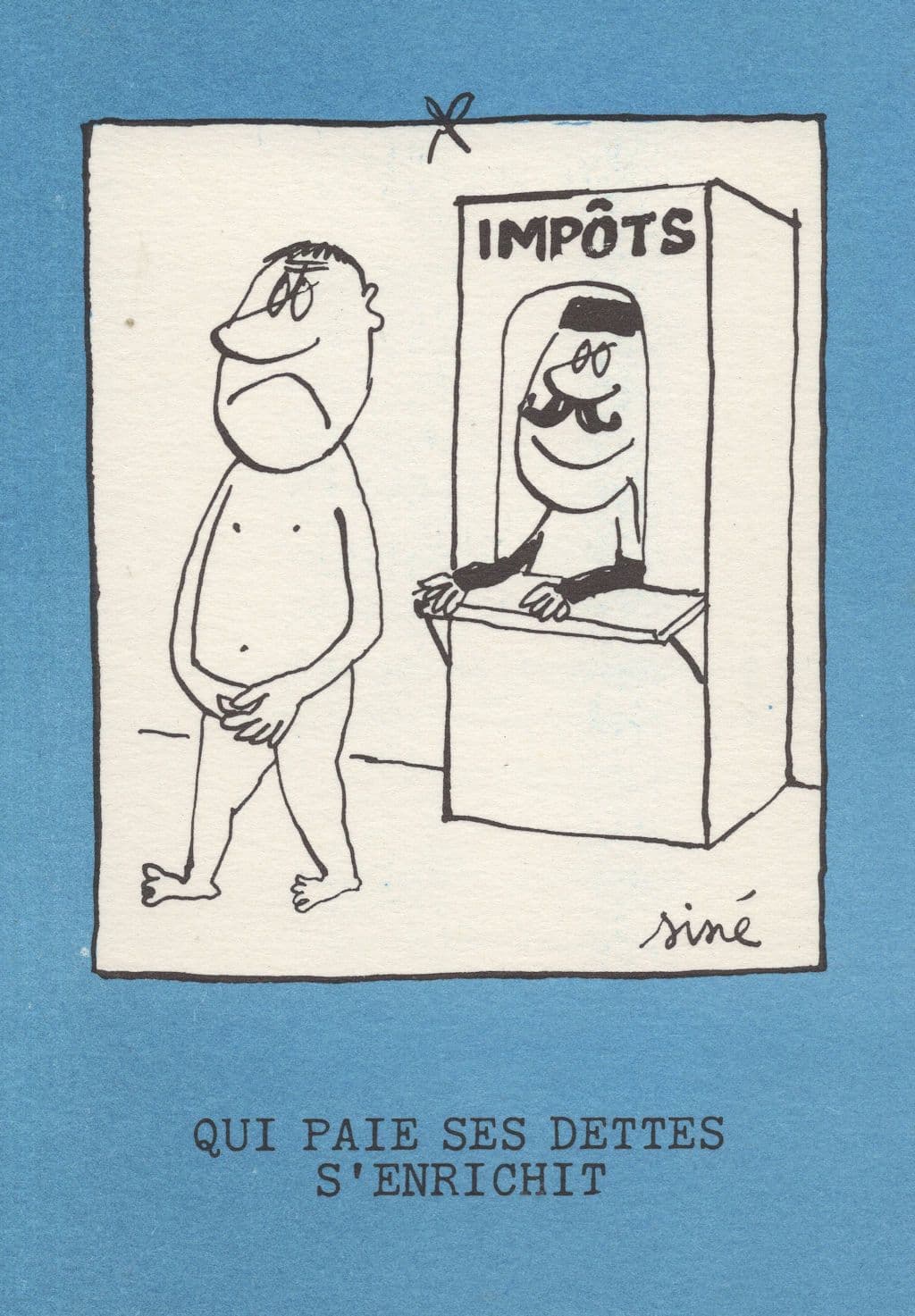 Naked Man At French Customs Nothing To Declare Comic Postcard