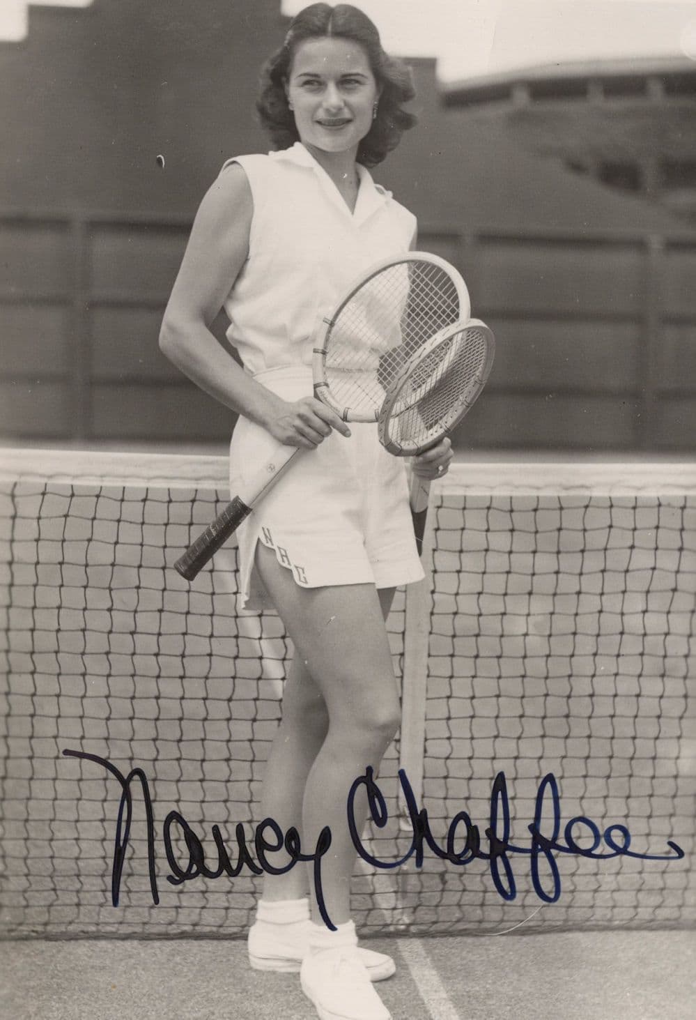Nancy Chaffee 1950s American Ladies Tennis Vintage Hand Signed Photo