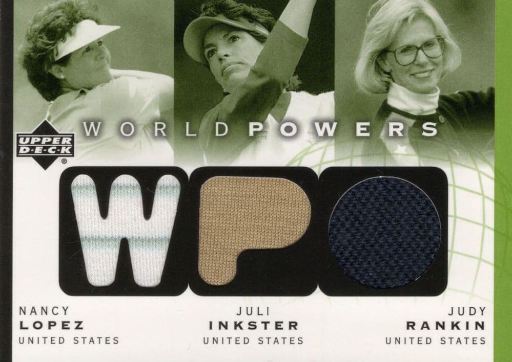 Nancy Lopez Juli Inkster Judy Rankin Triple World Powers Worn Golf Shirt Card