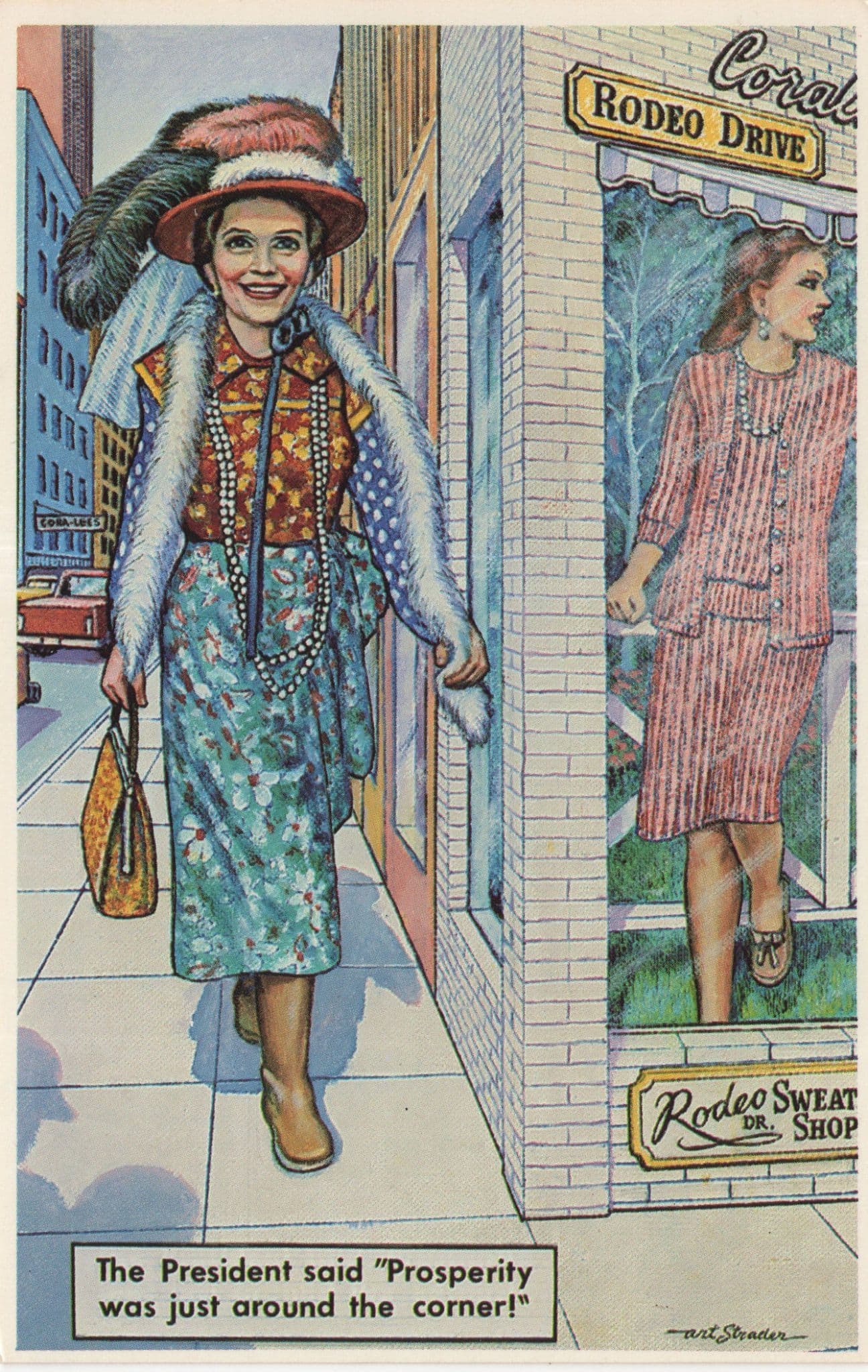 Nancy Reagan on Rodeo Drive President USA Comic 1982 Postcard