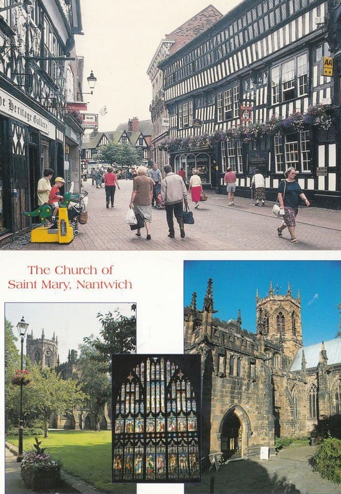 Nantwich Crown Hotel Britannia Building Society Saint Mary Church 2x Postcard s