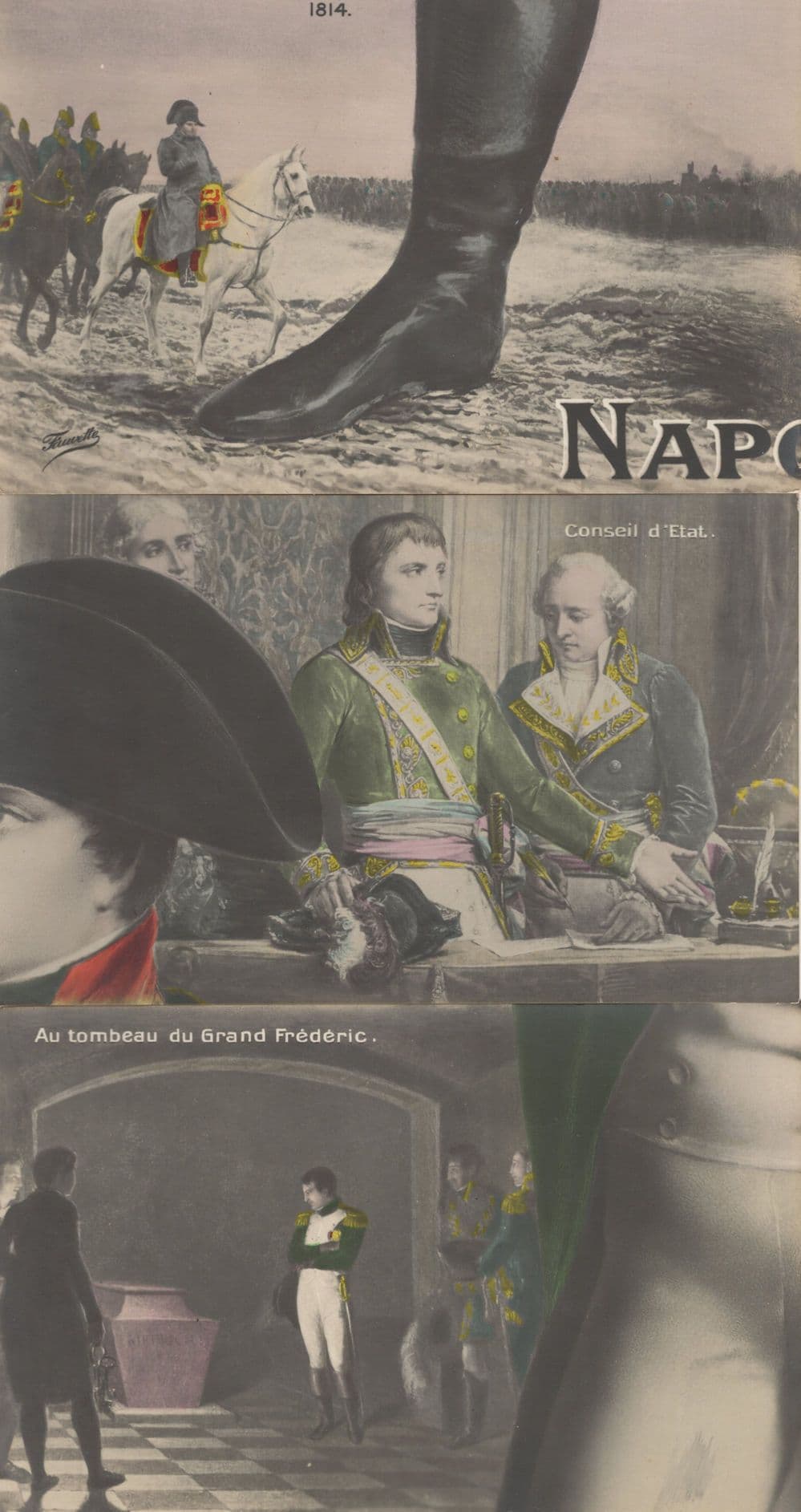 Napoleon 1814 Grand Federic French Conseil D'Etat Tinted 3x Old Postcard s