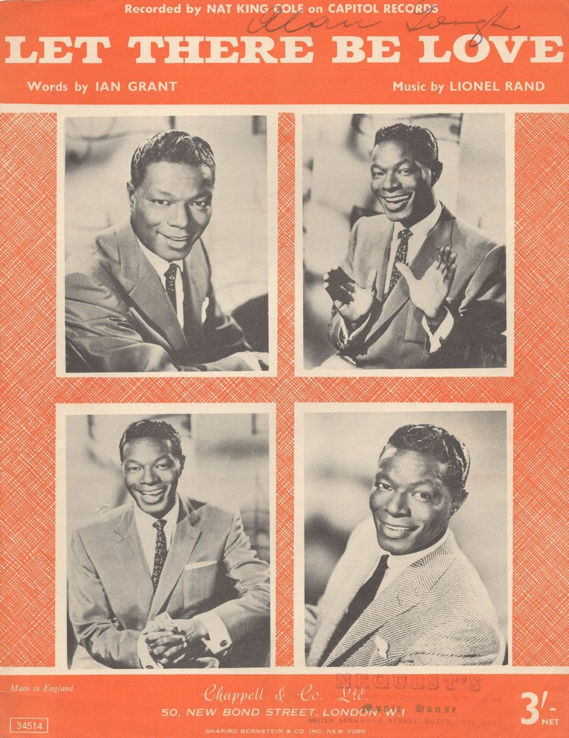 Nat King Cole Let There Be Love Sheet Music